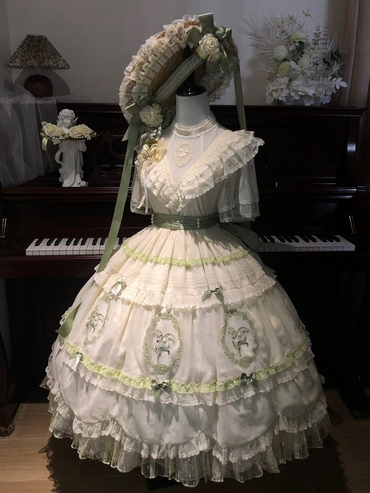 der Stickerei Voll Elegant Lily Neck Rock / von OP Lolita Kleid Set Valley Classic Edward