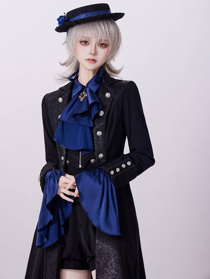 Aristocrat Ouji Coat with Jacquard Placket and Lace-Up Cutout Back - DevilInspired Exclusive Collection