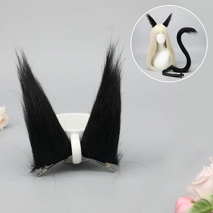 Color Long Solid Lolita 4 Colors Clips Hair Faux Fox Ear Fur