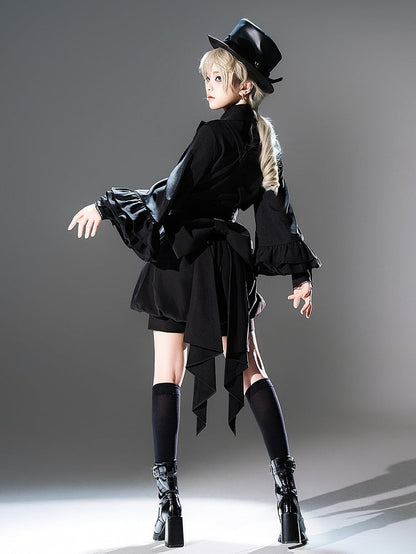 Ouji Black Shirt Sleeves Lolita with Bowtie Long Bishop