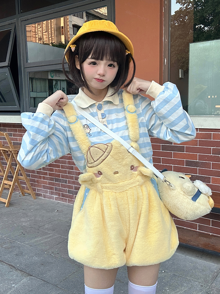 Little Chicken – Blau gestreiftes Langarm-Top