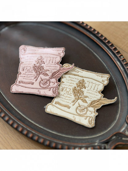 Floral Embroidery Brooch Set in Yellow and Pink - Penny House