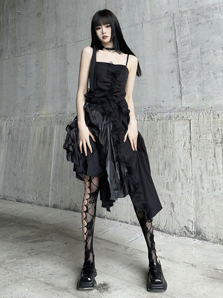 ゴシックブラックロゼットフィッシュネットタイツ