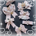 7-Style With Bow - Rhinestone Pink Jirai Hairclips Kei