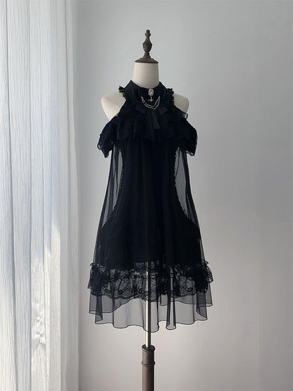 Japanese Elegant Off-Shoulder Dress – Summer Lady Black Lolita Gown