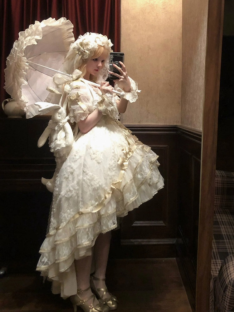 Golden Skirt High-low Corset Dress Lolita Waist with Hanayome Hime Layered