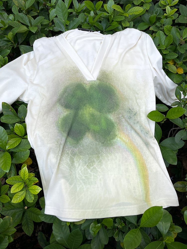 Print Green White Sweet Top Serenity Clover with