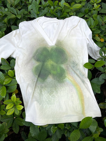 Print Green White Sweet Top Serenity Clover with