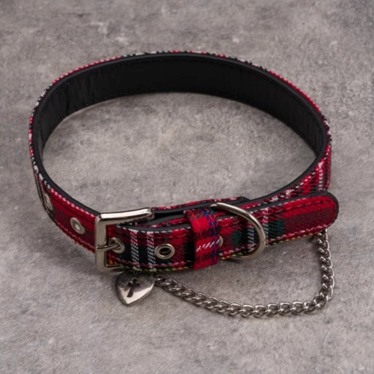 And Cross RedGreen Gothic Pendant Heart Plaid Chain Decorated Choker