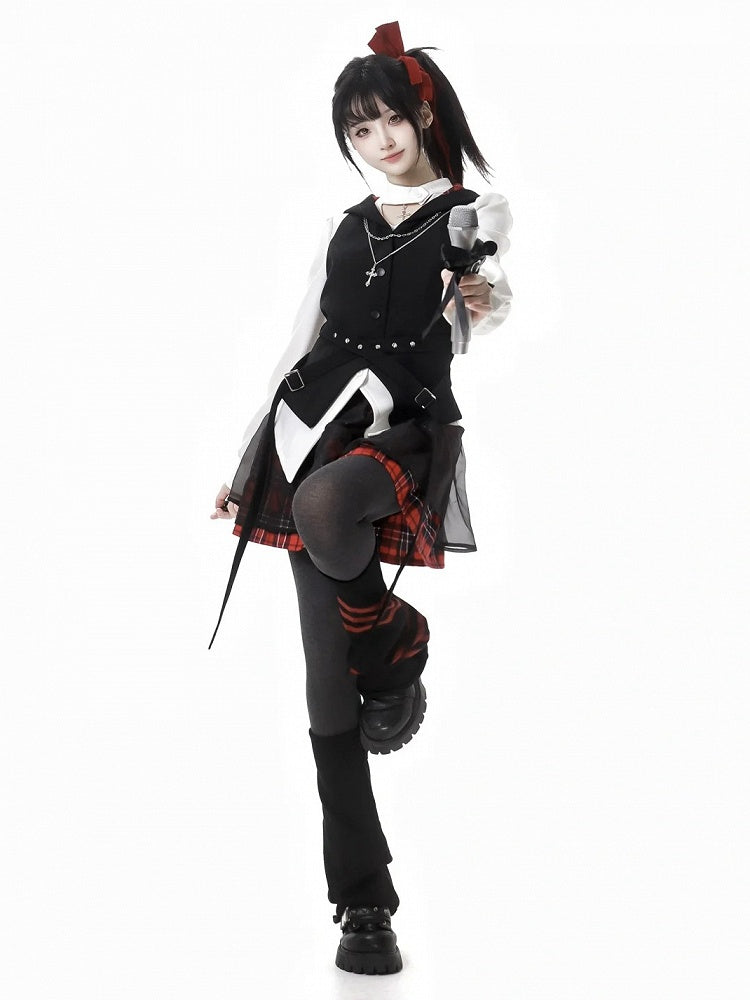 取り外し可能なカットアウトブラウスネックライン、ホワイトチャームクロスカーブヘム