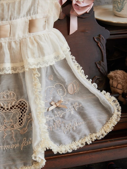Lolita Embroidered Apron Beige