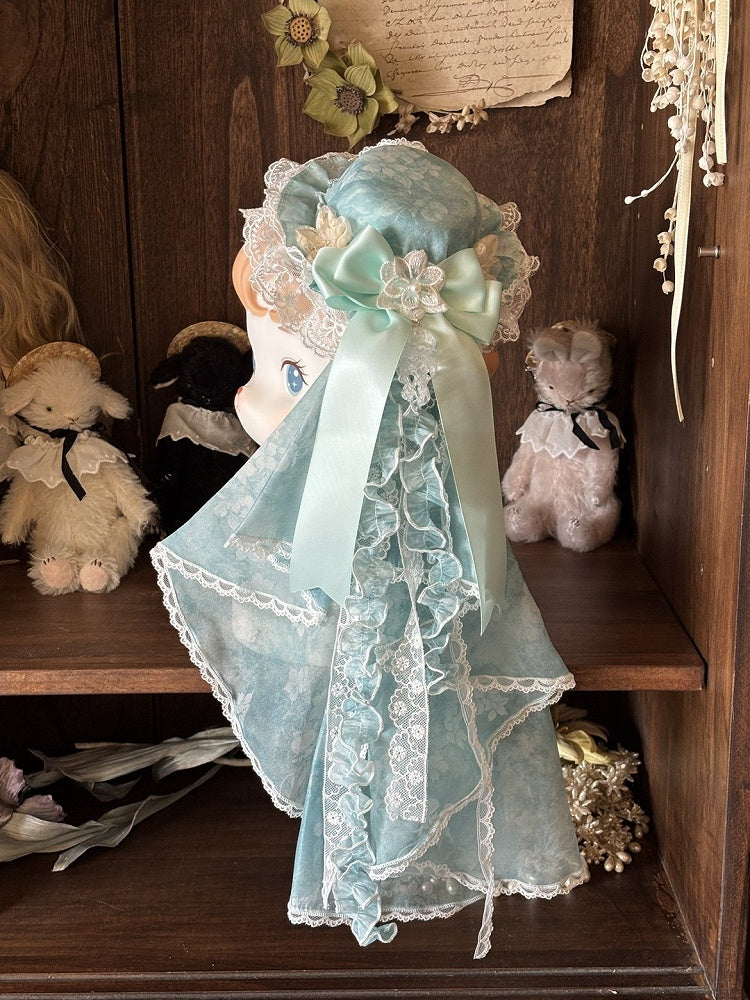 Lolita Floral Print Mini Hat with Veil