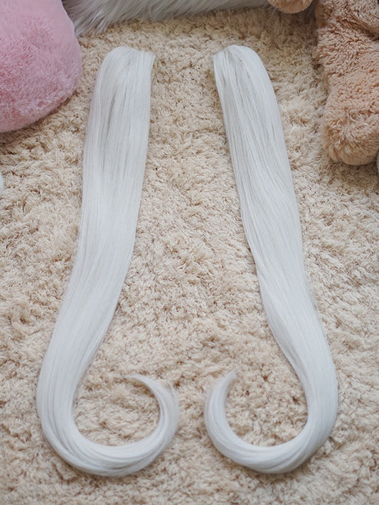 Milk White/Light Blonde/Black Straight Ponytail Claw Clips