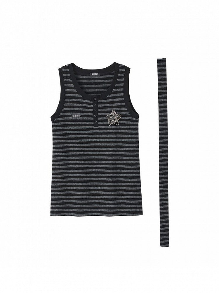 with Black Pin Scarf Tank Safety Striped Set Gray Punk Accents