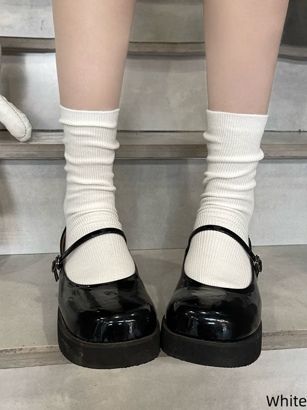 Socks Colors Cute Solid-Color Cotton 10 JK