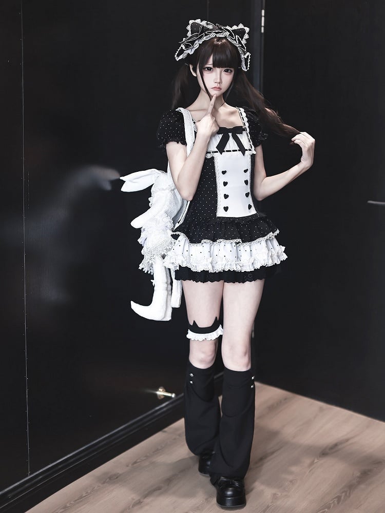 Black and White Lace Trimmed Leg Garter - Ekomi