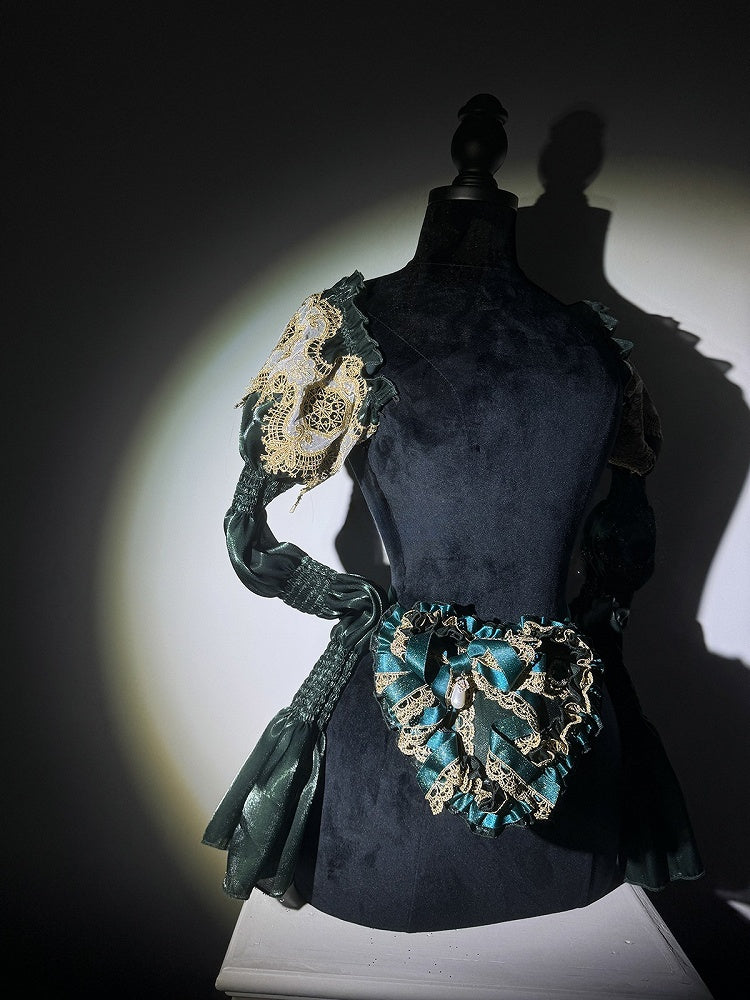 Layers Green Gold Light with Bow Accents and Purple Lace Dress Princess Trim Balletcore