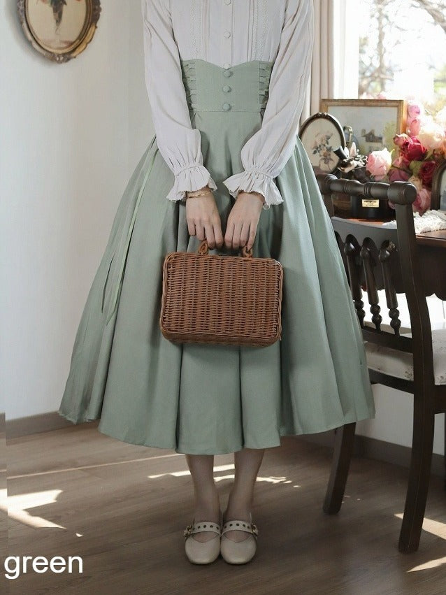 Classic High Waist Skirt with Strap Detail - Tiny Garden