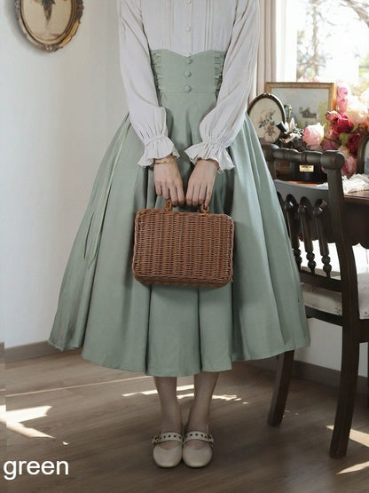 Classic High Waist Skirt with Strap Detail - Tiny Garden