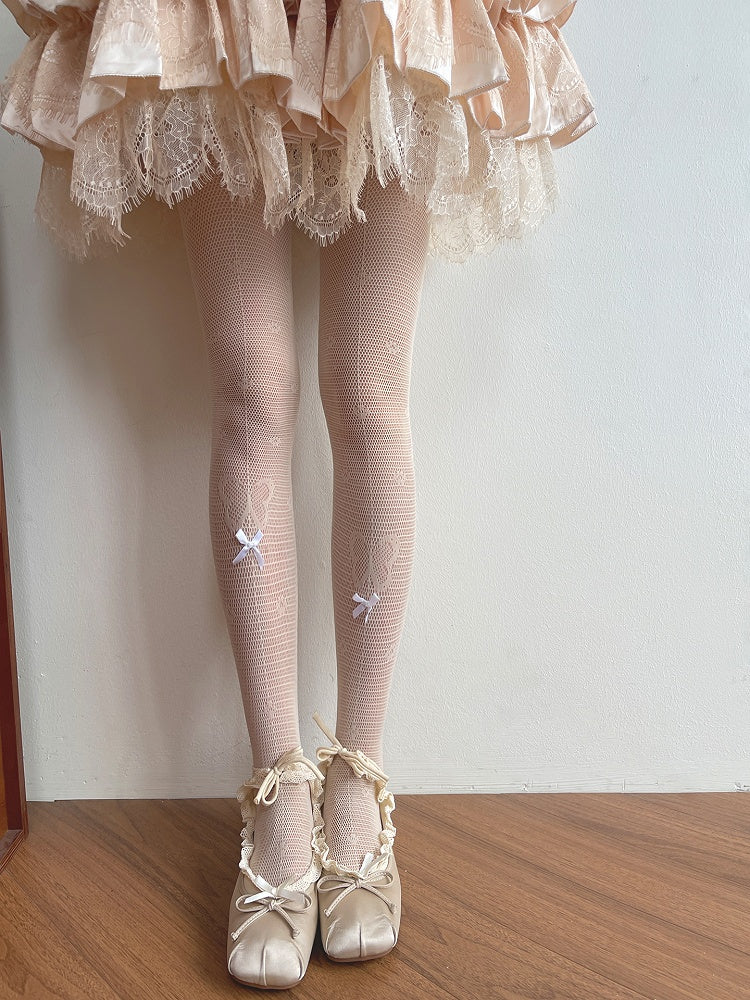 /Lace Socks Trim Hollow-out Pattern Butterfly Nude Tights