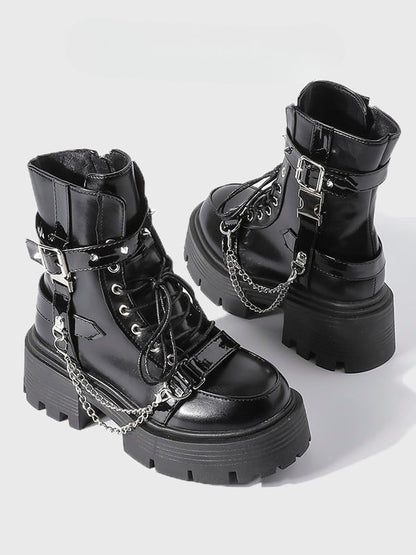 Martin Black Detachable Buckle Studded Strap - Punk with Charm Boots Chain