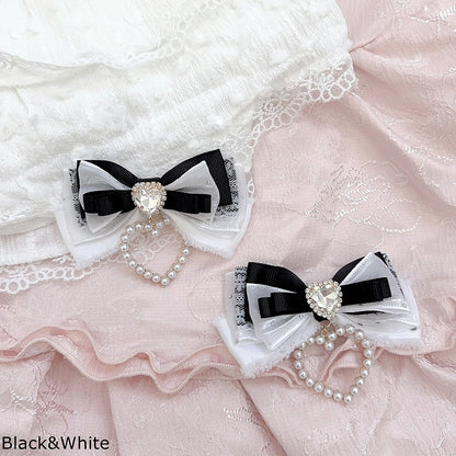 Jirai Rhinestone 5 Hairclips with Kei Charm Heart Bow Colors and