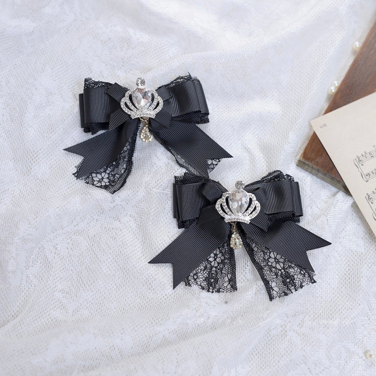 Crown 3D Colors Hair 4 Bow Rhinestone Kei Jirai Lace Clip