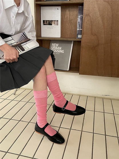 Colors Vertical Socks Stripe with Mid-calf 5 Stacked Cotton