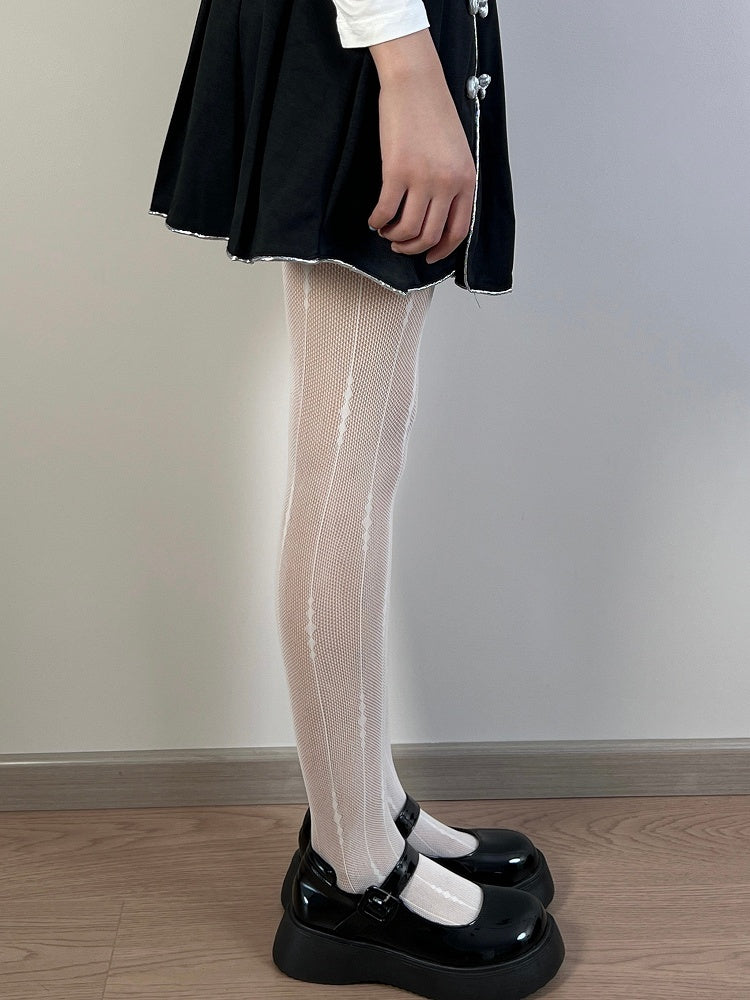 Black/White/Brown Striped Pattern Tights