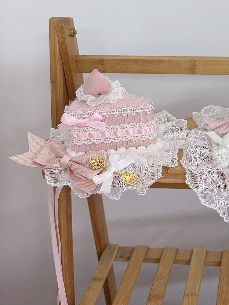 Lolita Cake Lace Mini Hat Trim Sweet Dusty Pink Triangular