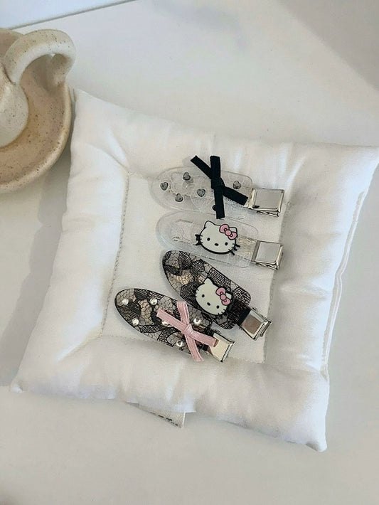 2-Color Hairclip with Cat and Bow Decorations - IVONA boutique