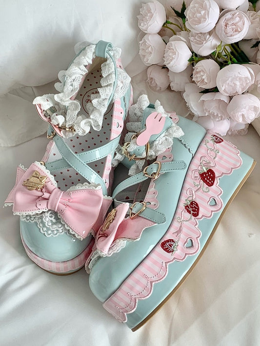 - Plateaus Erdbeer Lolita Leder Grün Sweet Elements mit PU
