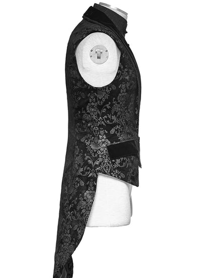 Jacket Sleeveless Black Pieces Swallow Tail Men's Fake Two