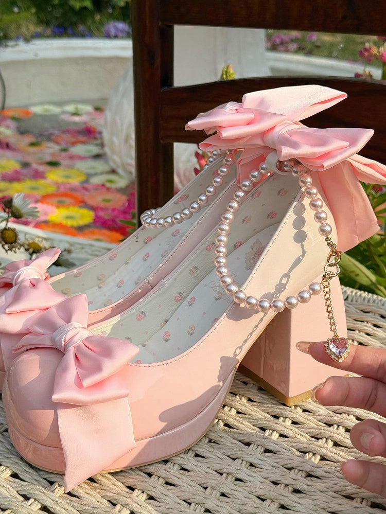 Shoes Mary Sweet Bowknot Round Pink Details Toe Janes Platform Lolita