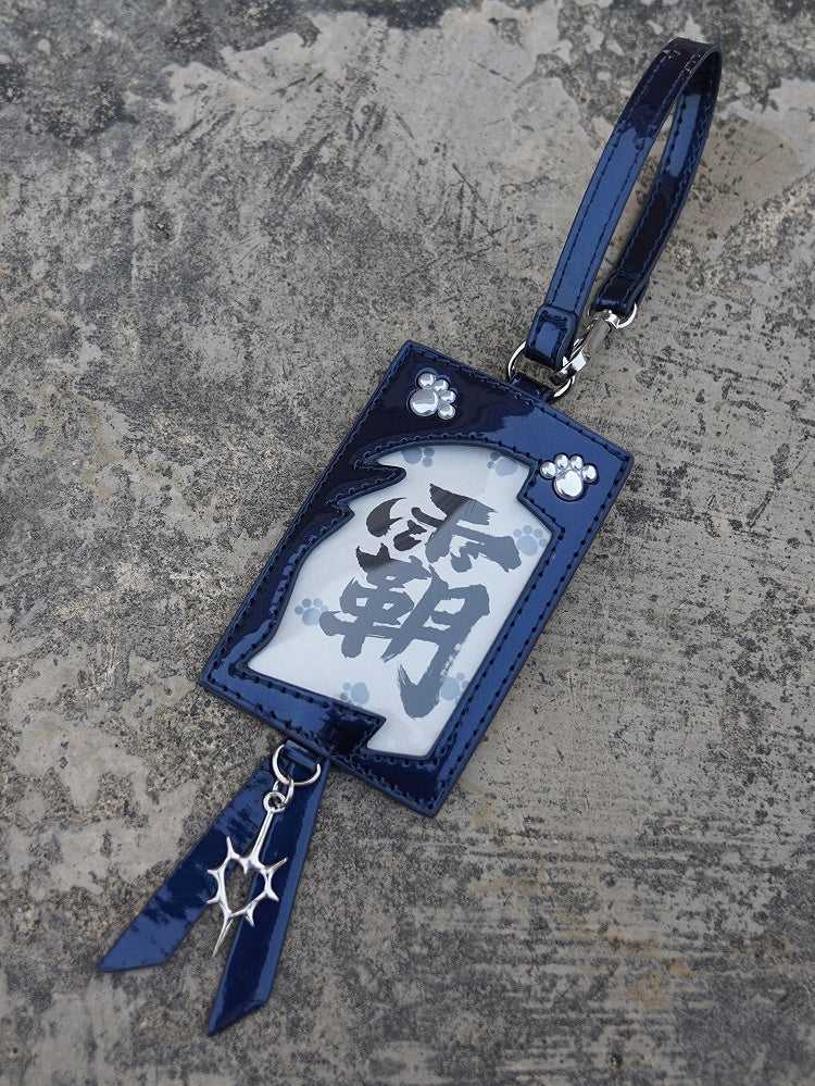 ダークホルダー ブルーカード 愛らしい猫の足跡デザイン PUバッジ