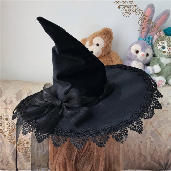 Adorned 6 Lace Bow and Options – Hat a with Edging Witch Gothic Color