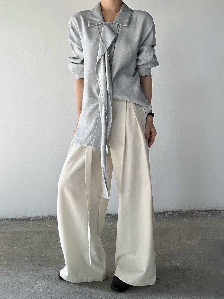 Wide-Leg Side Lolita Pants Long Ties Unisex Ouji Apricot with Relaxed Fit