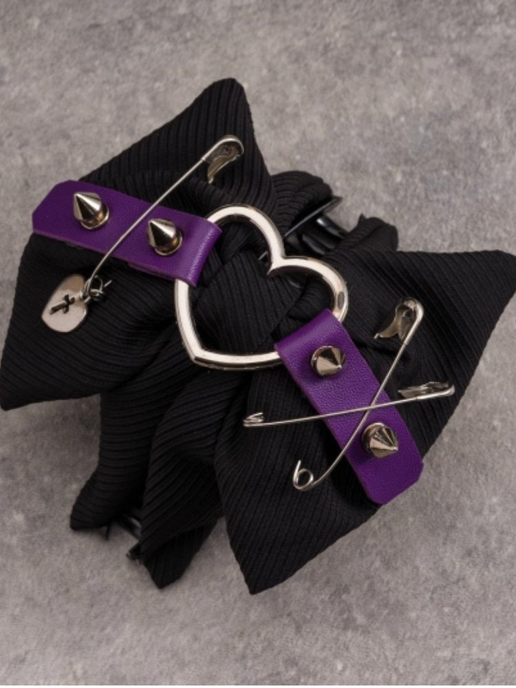 Heart Claw Black Studs With And Buckle Pins Clip Purple