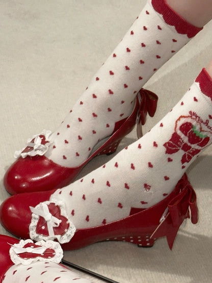 Mary - PU Heart Lolita Shoes Sweet Removable Jane Design Wedge