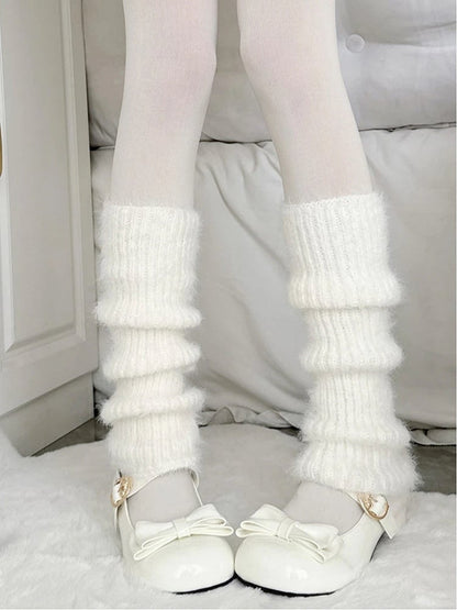 Knit Warmers Leg (Cozy Cloud-Like Fluffy White Style)
