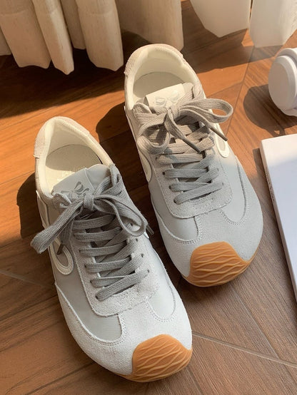 Front Ties Sneakers Lace-up Gray Design Bowknot