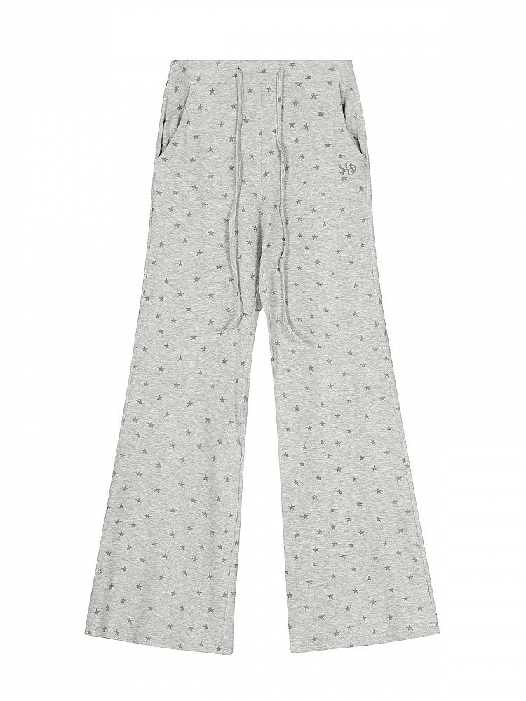 Two Tone Casual Straight Leg Star Print Pants - Solkatt