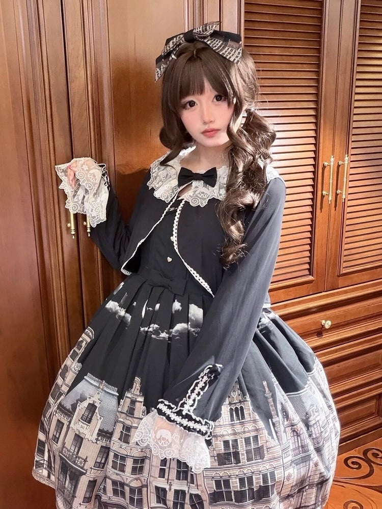Long-Sleeve Lolita Top in 8 Colors with Lace Trim - Star Fantasy
