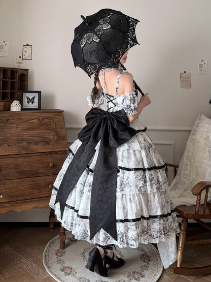 Oversized Black Back Ribbon Bow - Sleepless Star