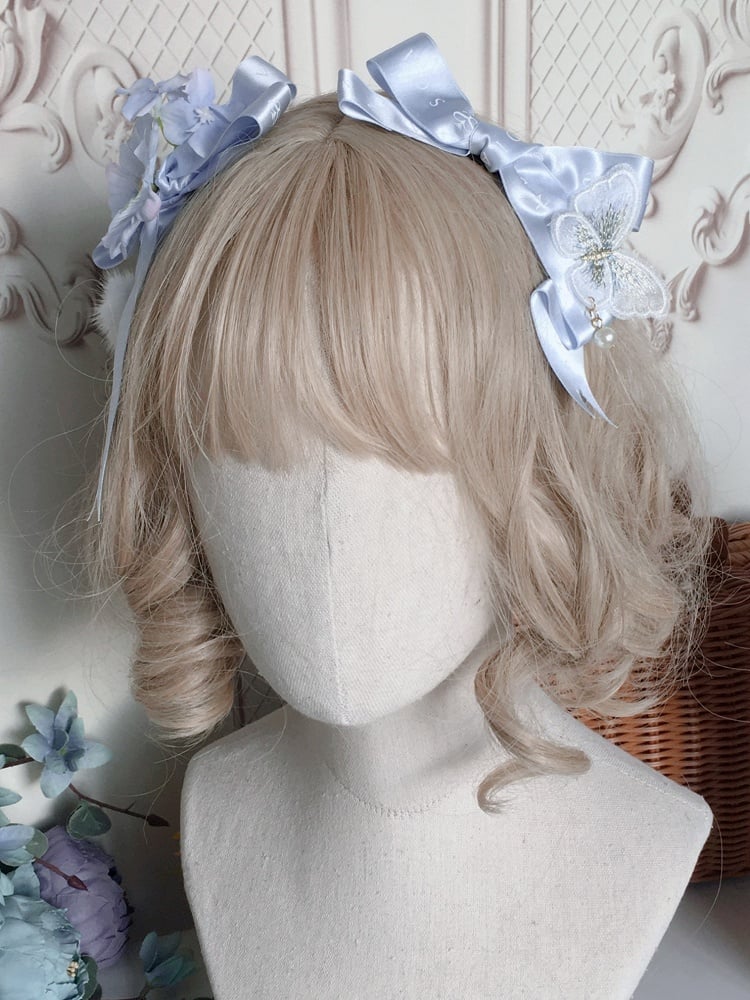 Sweet Lolita Blue/Pink Bowknot Floral-Butterfly Hairclip