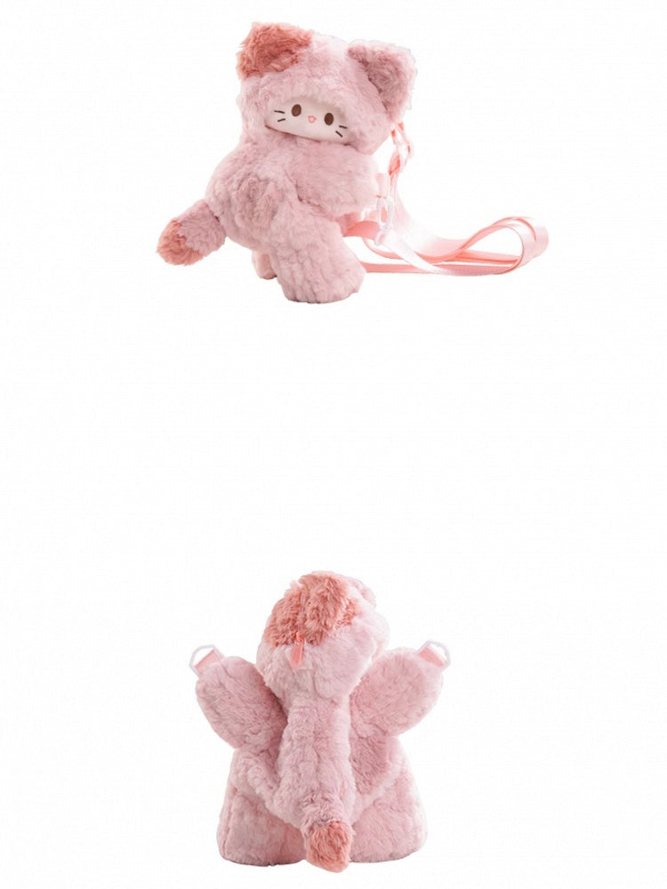 Pink Cute Kitty-shaped Plush Backpack Small/Middle/Large Size
