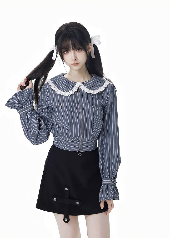 Black Cross Detail Skirt