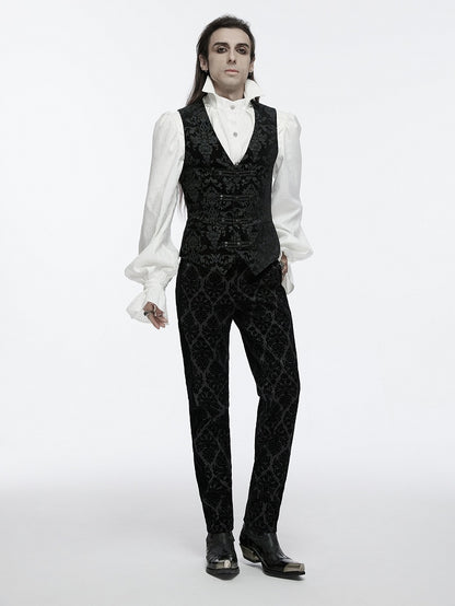 Black Vest Men's Printed Palace Gothic