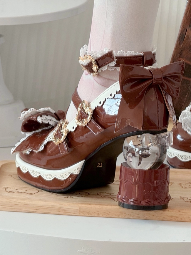 PU - Brown Mary Jane Sweet Platform Sole Shoes