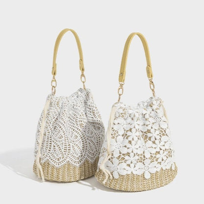 2 White Bucket with Options Lace Bag Decorarion Elegant